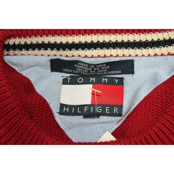 Tommy Hilfiger Sweater NWT Deadstock Vintage Red Crewneck Pullover Size XL - Picture 4 of 6